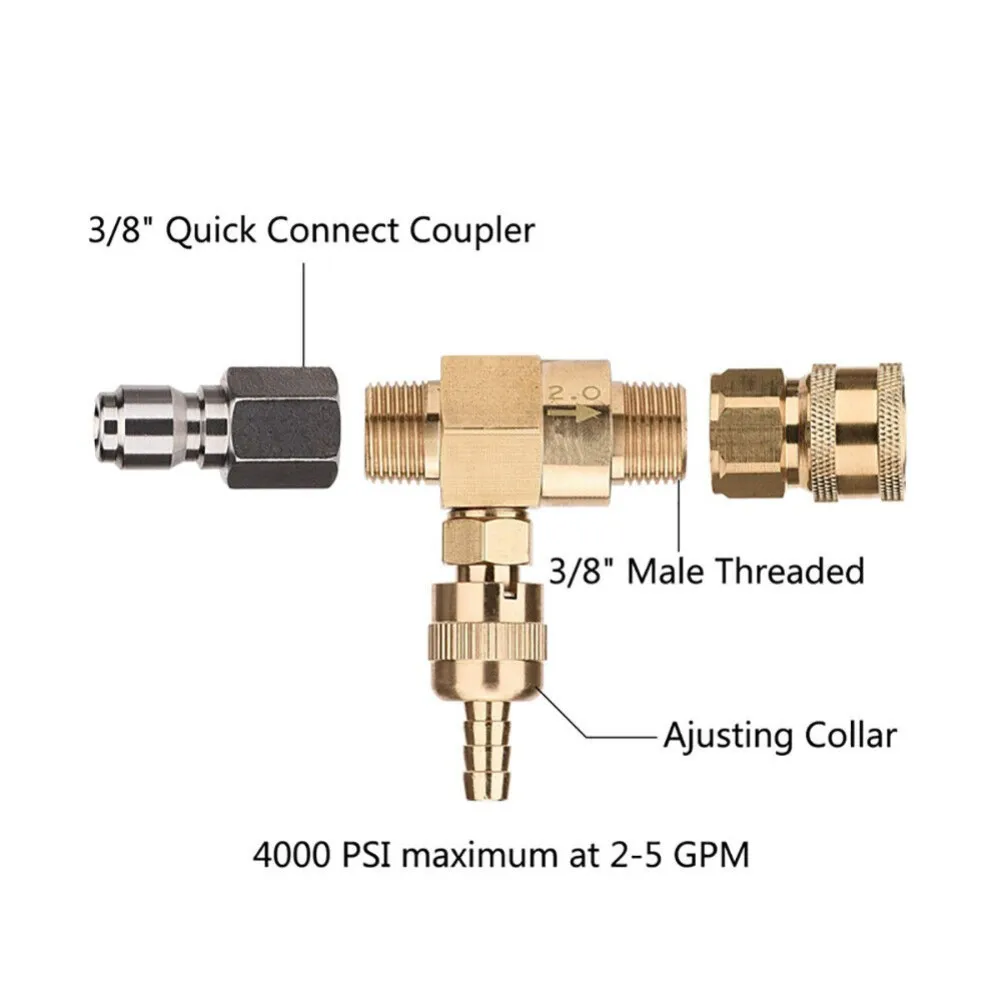 

Регулируемый комплект форсунок мыла для мойки высокого давления, быстроразъемное соединение с резьбой 3/8, 3-метровым шлангом и клапаном из нержавеющей стали