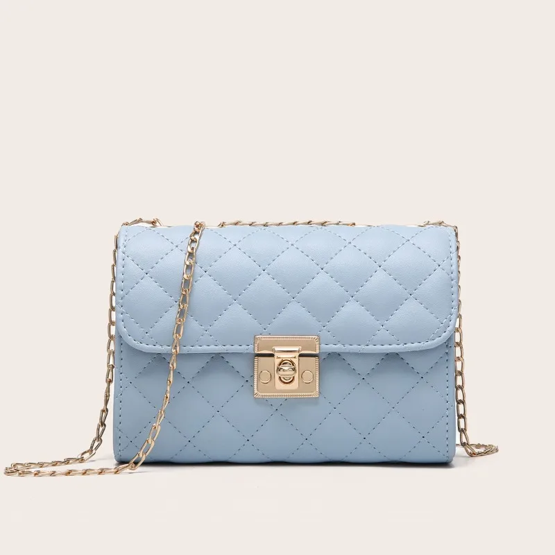 Ladies Quilted Crossbody Bag Womens Fashionable Chain Clutch Bag Females Diamond Lattice Square Shoulder Bag