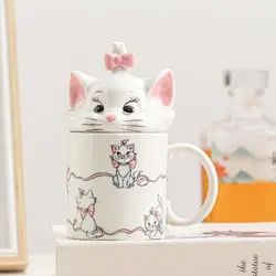 Disney-Taza de cerámica de dibujos animados para café, vaso de Minnie Goofy con mango de leche, regalo