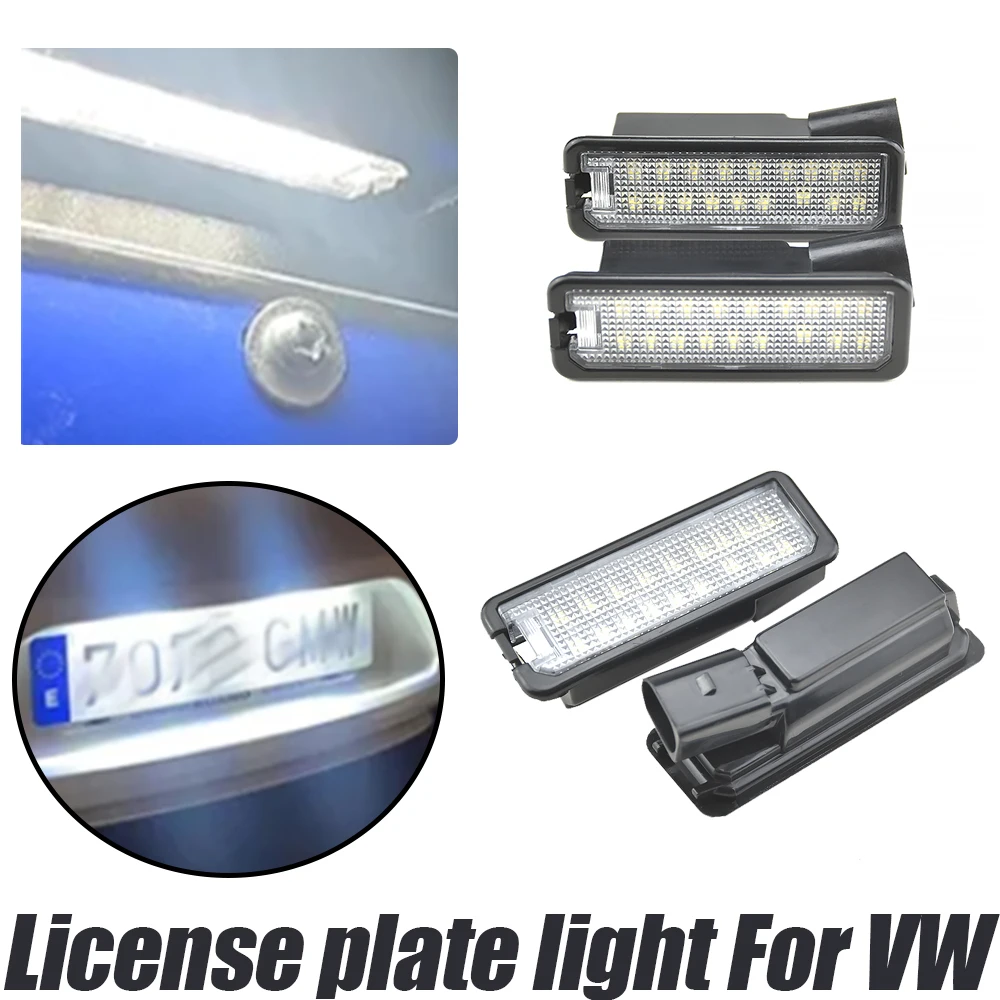 2Pcs Fit For Polo MK4 9N3 (facelift) 2005-2009 models (including GTI) Car Rear LED License Number Plate Lights 12V Car Lamp