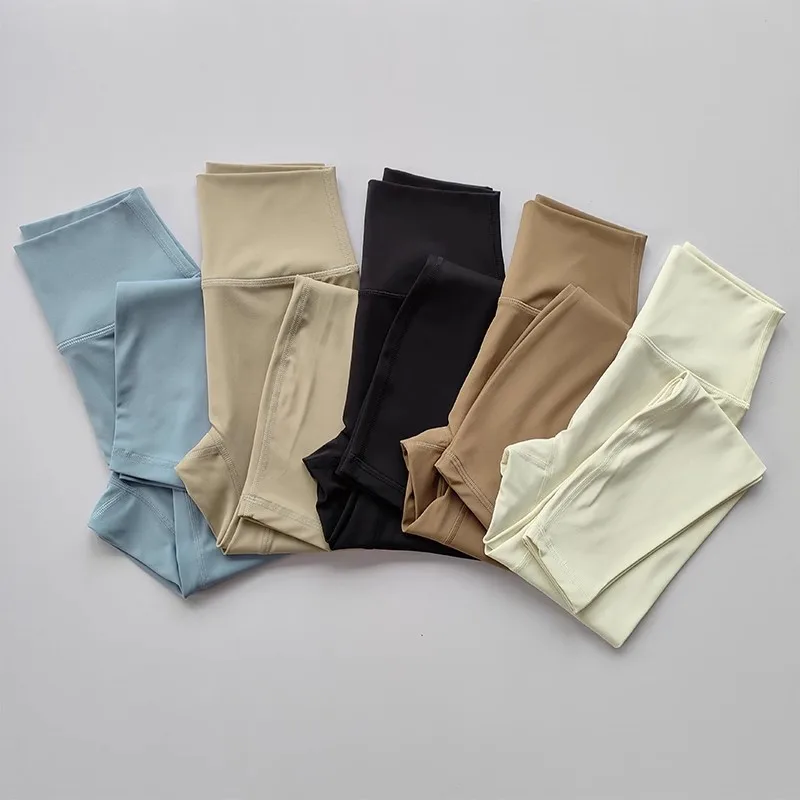 Damen-Yoga-Übungshose mit hoher Taille, eng anliegend, hohe Elastizität, Stulpenlinie, nacktes Gefühl, Hüftheben, Turnhose – Detail 9