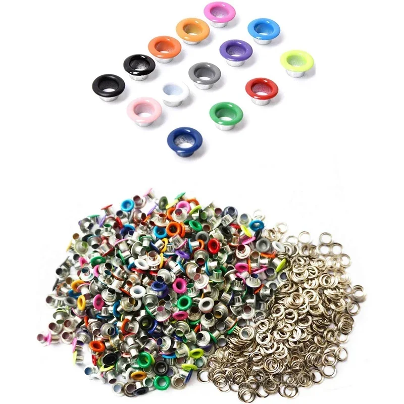 1000Pcs 3-10mm Multicolor Metal Eyelets Grommet Ring With Washer For DIY Leathercraft Scrapbooking Shoe Belt Cap Bag Tag Clothes