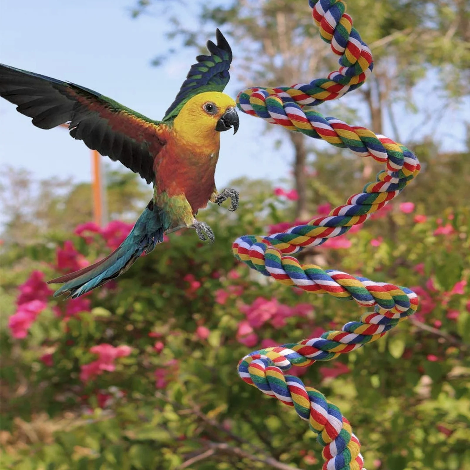 

2Pcs Parrot Cotton Rope Stand Station Safe Durable Climbing Perch Enhance Coordination Mental Stimulation Bird Supplies