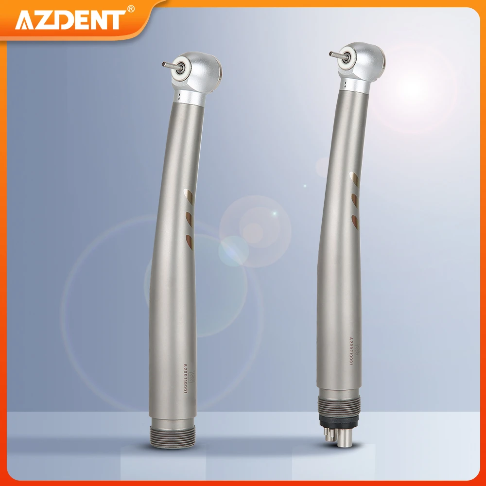 AZDENT-anillo Dental con LED integrado, pieza de mano de alta velocidad, rodamiento de cerámica, cabezal estándar, botón pulsador de 2/4 agujeros