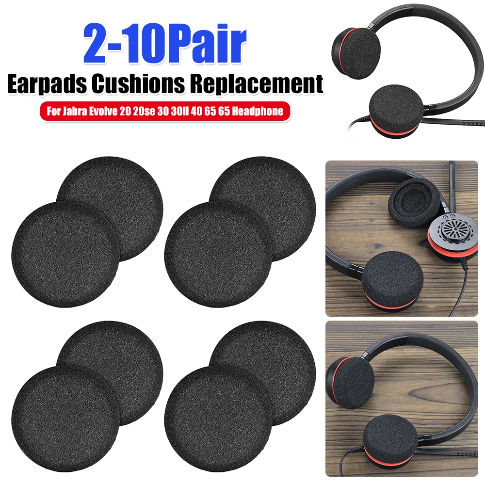 Coussinets d'écouteurs en mousse à isolation phonique, pièces de rechange pour casques Jabra Evolve 20, 20se, 30, 30II, 40, 65, 65
