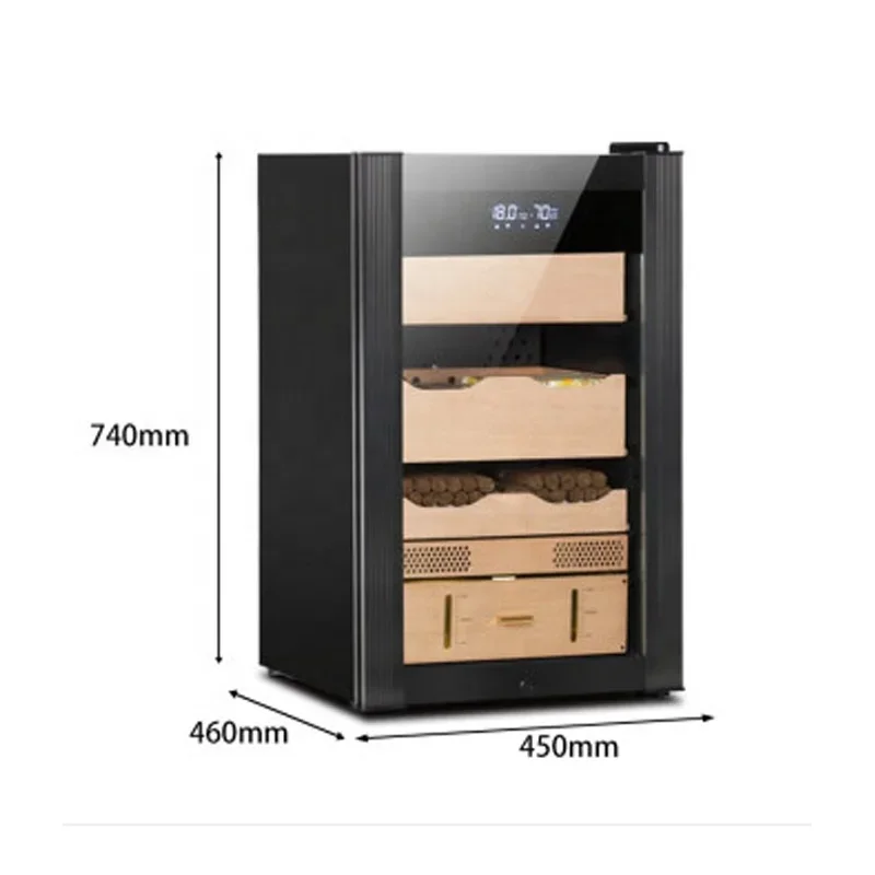 Custom Humidifier Fridge Black Gold Cigar Cabinet Electric  Humidor Cedar Wooden