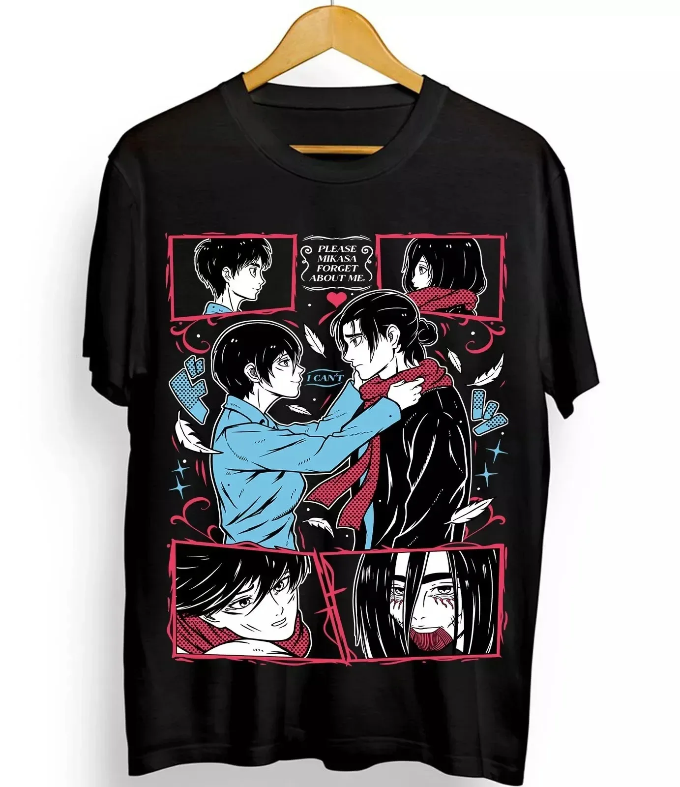Hot Selling Anime Attack on Titan Eren Mikasa Graphic Print T-shirt Men Women O-Neck Cotton Loose Casual Oversize Summer New Tee