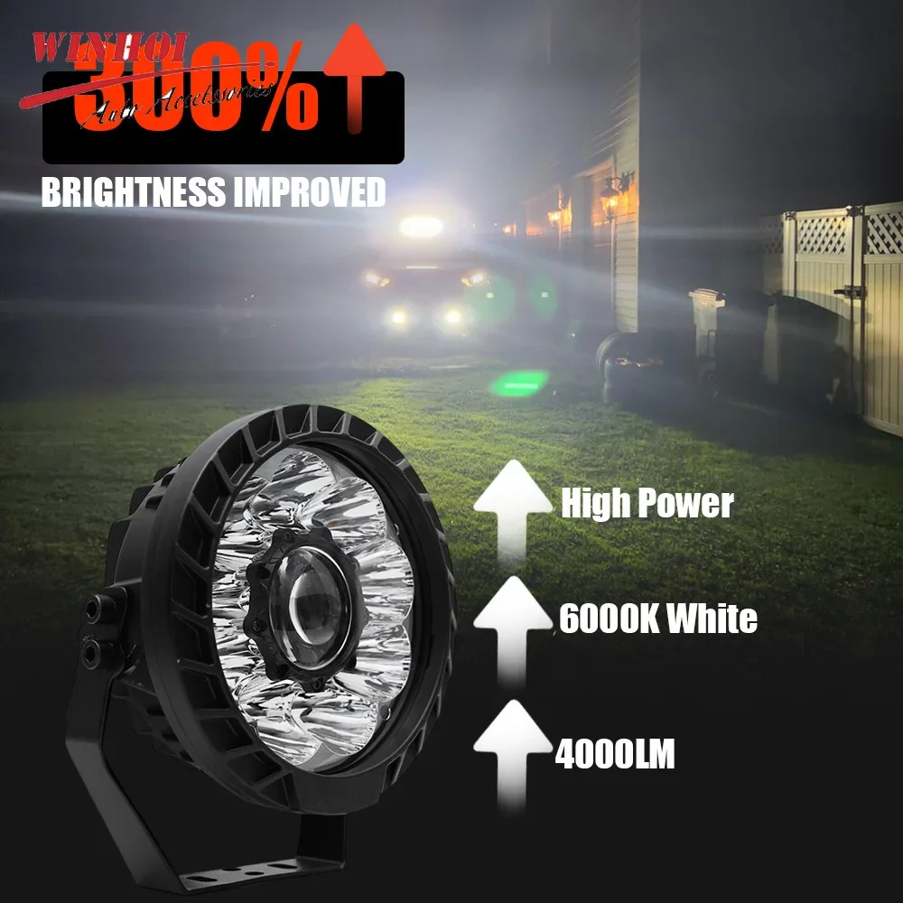 2PCS 7 Inch LED Headlights 12-24V Automotive Led Work Bar Powerful Foggers Lamp White Spotlights for Off Road 4x4 Truck ATV SUV