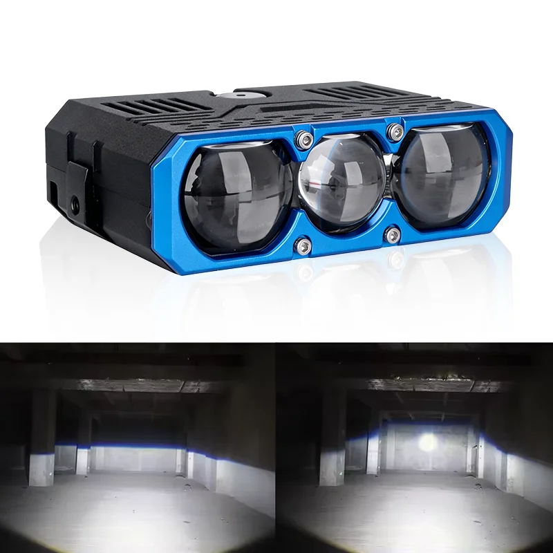 DZTR Triple Lens LED Spotlight 300W Solenoid Beam Switching LED Headlight Universal Car Motorcycle Grille Light Car Accessories