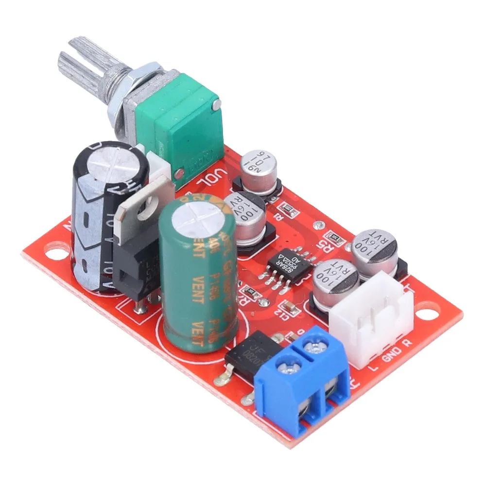 AD828 Chip Preamplifier Board DC9-24V/AC8-16V Stereo Audio AD828 Amplifier Board Single Power Electronic Components view 2