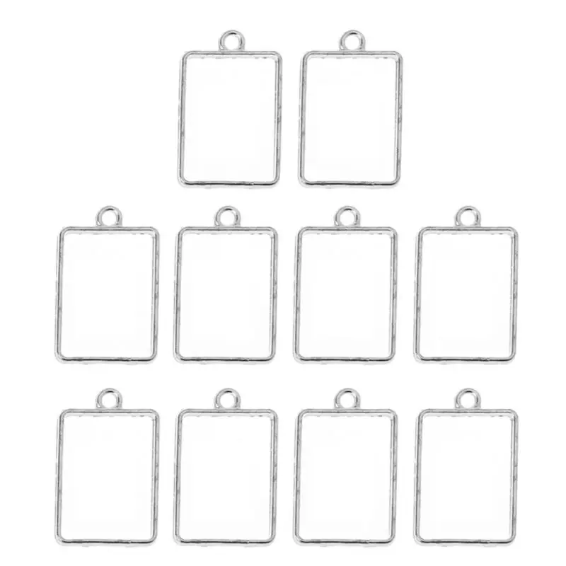 透明押し花フレーム 10 個幾何学的な中空正方形ペンダントブランクドロップシッピング