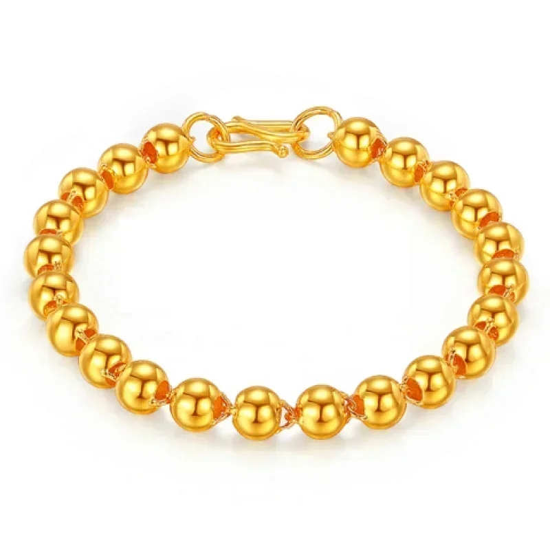 Au750 Gold shop with 999 real gold 24K frosted bracelet transfer bead bracelet women's bracelet boss chain bracelet