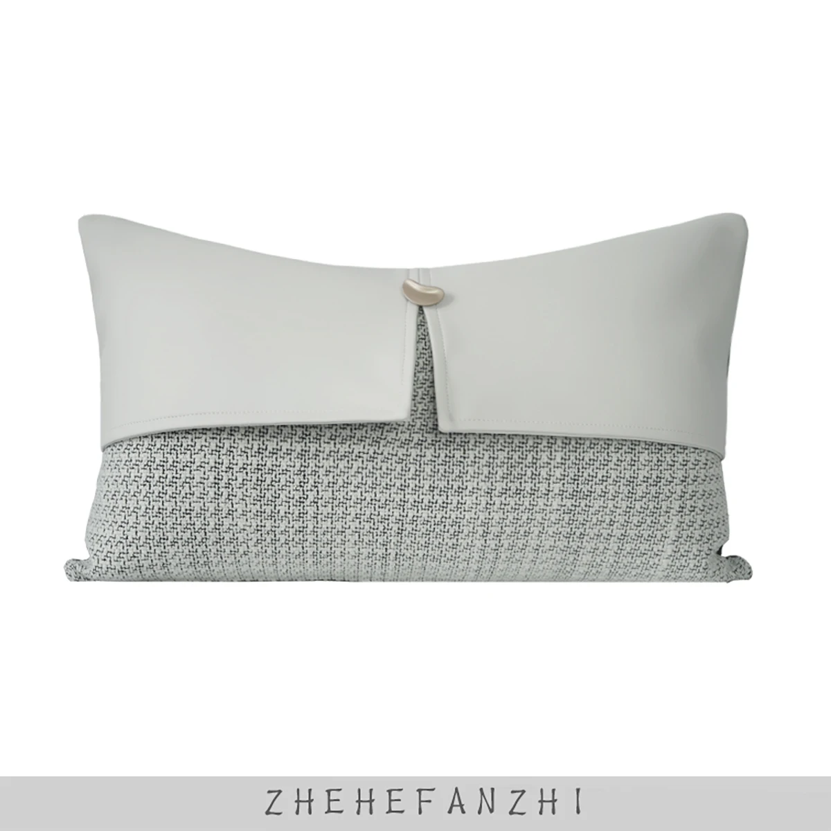

Modern Minimalist Luxury Light Grey Leather Pillow Cover Hotel Sofa Backrest Cushion Bedroom Couch Geometric Pattern Home Decor