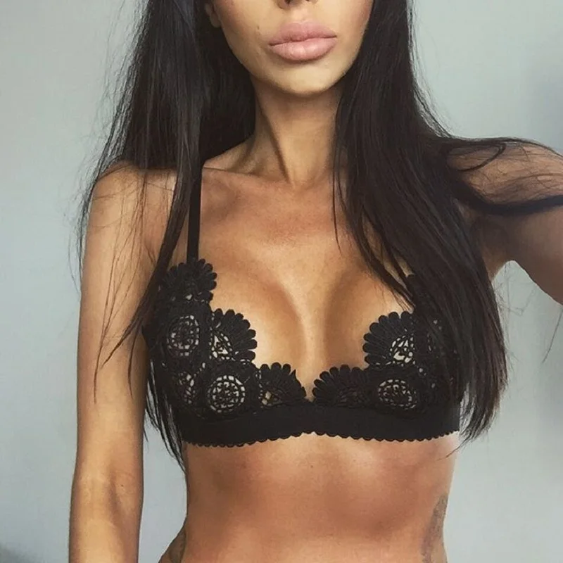 Hot Sexy 2019 Fashion New Brand Women\'s Lace Floral Bralette Bralet Bra Bustier Adjusted Straps Crop Top Unpadded Plunge Bra Top