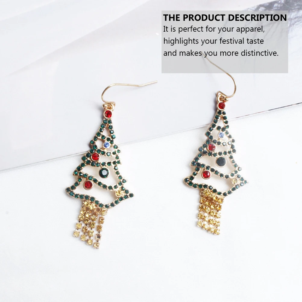 

Christmas Tree Earrings Festival Pendant Shiny Drop Alloy Women's Style Themed
