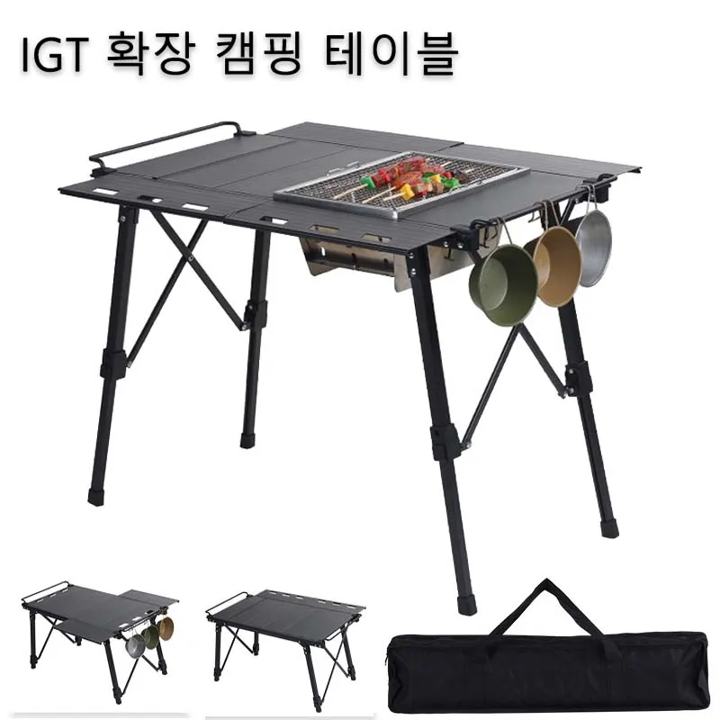 Expandable IGT Table Multifunctional Backpack Roll Table Adjustable Leg Desk Desktop Burner Bbq Table Camping Equipment