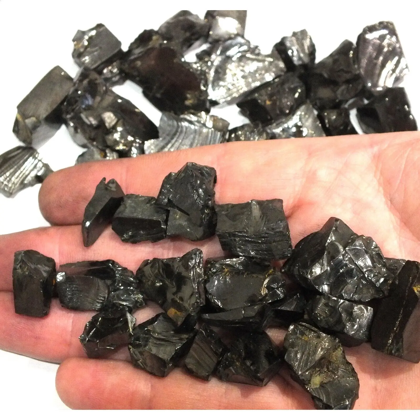 Shungite Elite Stones for Water Purification, 25 g of Silvery Shine Raw Elite Noble Shungite Detoxification Stones for Water Fil