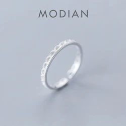 Modian Elegant Geometric Wave Lace Pattern Genuine Sterling Silver 925 Ring for Wome Free Size Ring Fine Jewelry 2020 Design