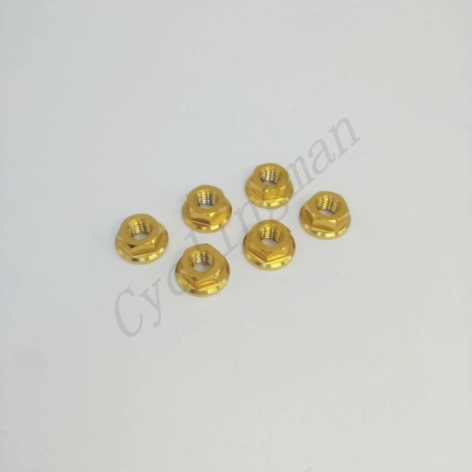 6Pcs MTB Mountain Bicycle Bike Motorcycle M6 Titanium Ti Flange Bolts Screw M6X1.0mm Pitch Nuts Gr5