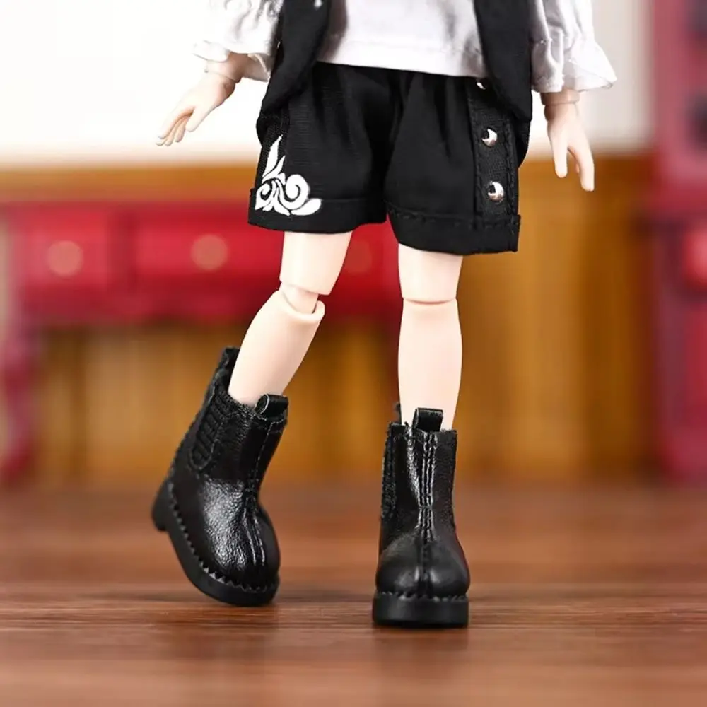 1pair Pretend Play Ob11 High Top Shoes Casual Shoes Cute Outfit Leather Shoes Boots Black Brown Handmade Obitsu 11 Shoes