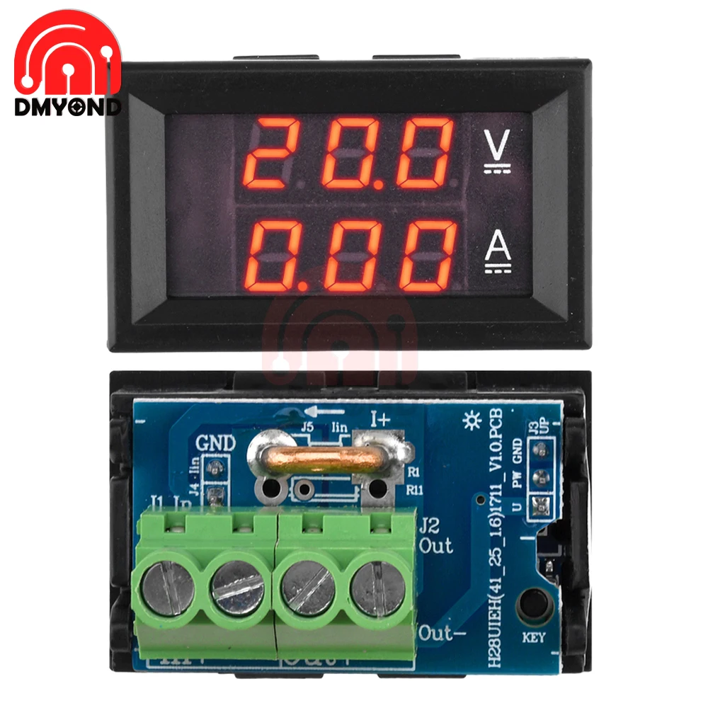 

Dc 7-100v Digital Voltmeter Ammeter Dual Display Voltage Detector Current Meter Panel Amp Volt Gauge 0.28" Red Blue Led 20a 50a