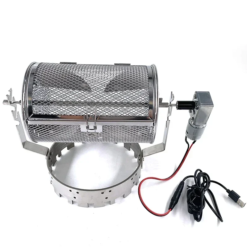 Home Hand Crank Coffee Roaster Electric Net Type Green Coffee Bean Roaster Compact Design Stainless Steel