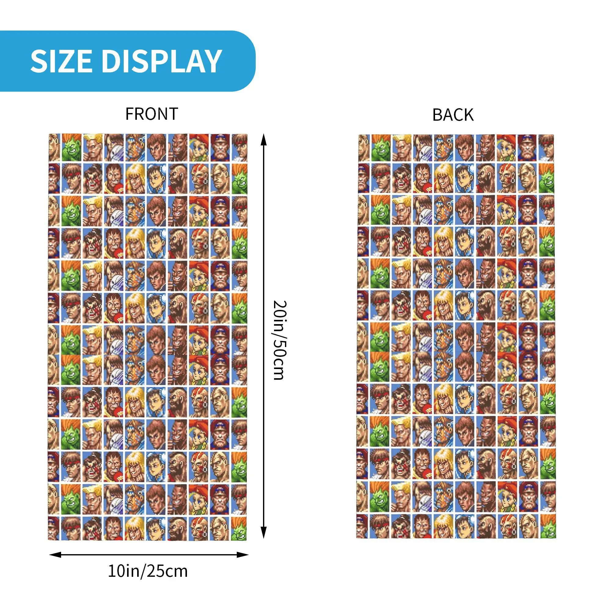 Retratos defectuosos Super Street Fighter Bandana Cuello Polaina Impreso Wrap Máscara Bufanda Diadema cálida Correr Unisex Toda la temporada