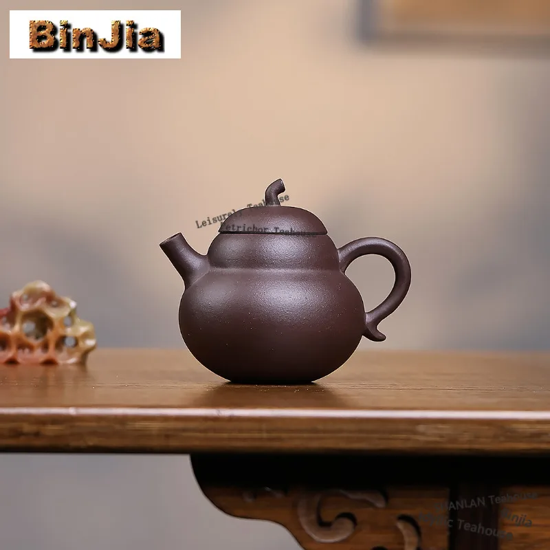 

Чайник ручной работы из исинской фиолетовой глины, 130 мл, в форме тыквы, из необработанной фиолетовой глины, для приготовления чая, набор для чайной церемонии, изделие ручной работы