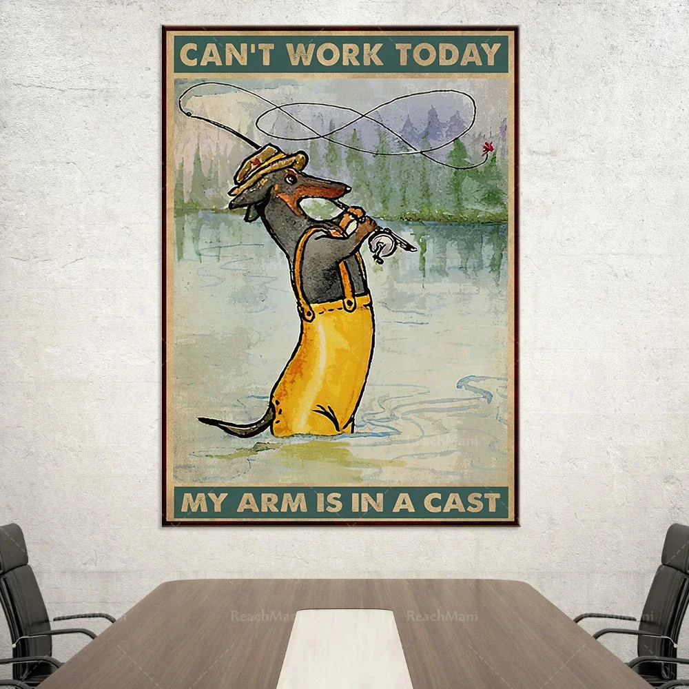 Fisher Fishing Dachshund Dog Lovers art print home decor poster.