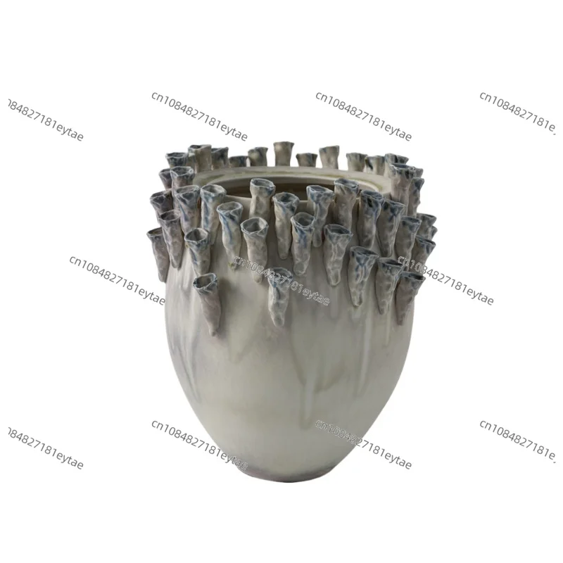 Creative Porous Edge Ceramic Vase, Artwork Flower Pot, Aesthetic Desk & Room Decor, Floral Arrangement