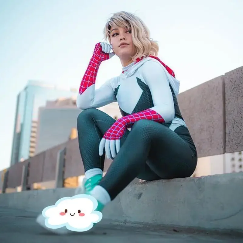 Spidder gwen cosplay trajes para adultos crianças gwen stacy traje zentai macacão bodysuit roupas de halloween