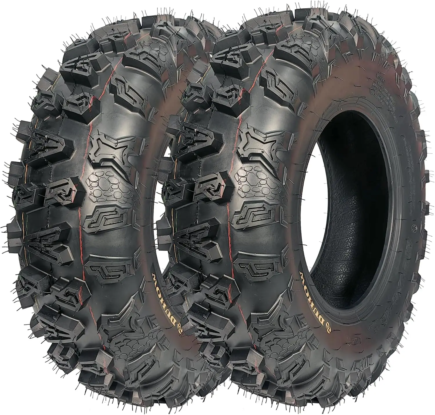 Pack of 2 25x8-12 ATV Tires, 4PR Tubeless All-Terrain Off-Road Tires, 17 mm Tread Depth, Max Load 290 lb, Speed Rating F, for 12