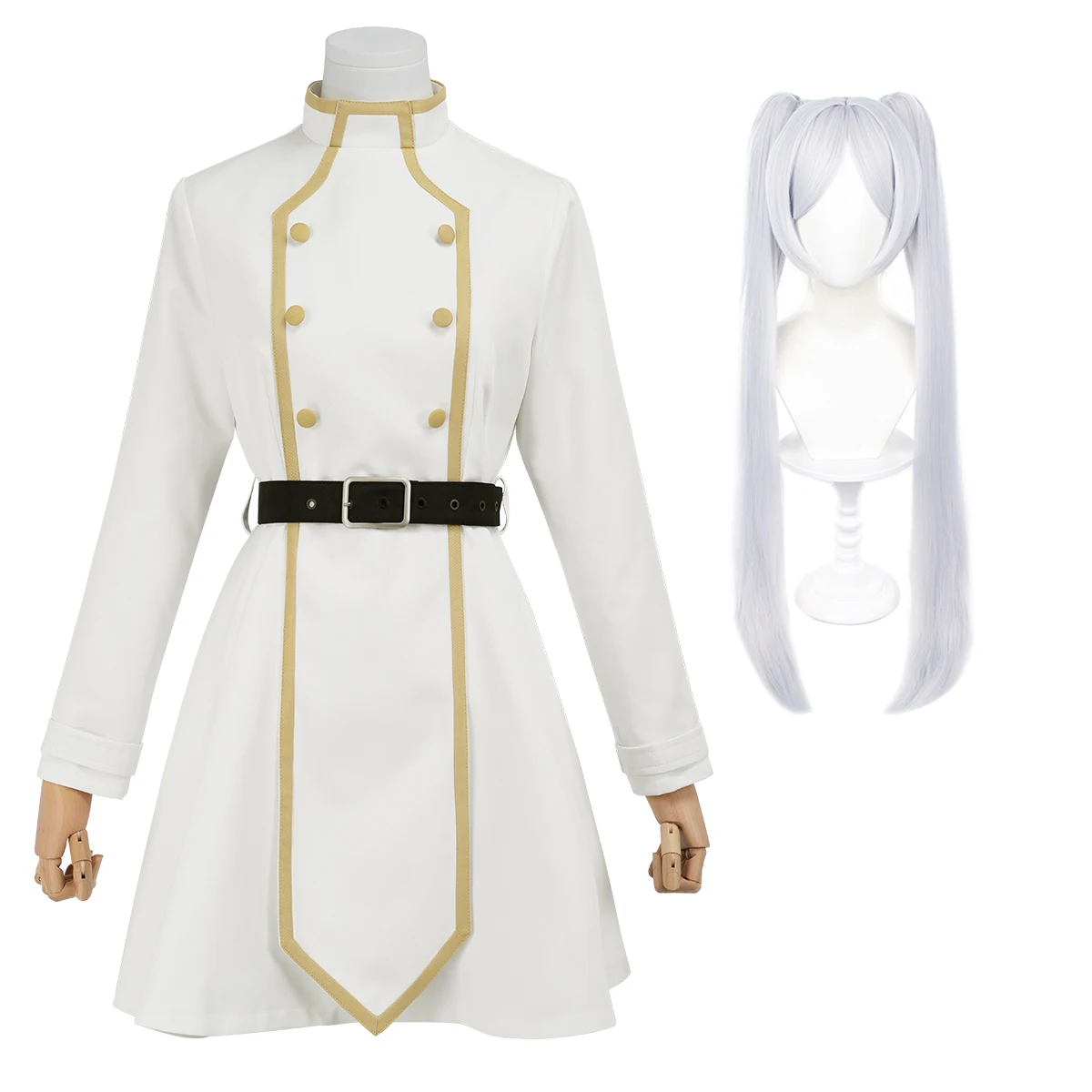 

HOLOUN Frieren Cosplay Costume Wig Frieren Beyond Journey's End Anime Ponytail Rose Net Dress Convention Halloween Christmas