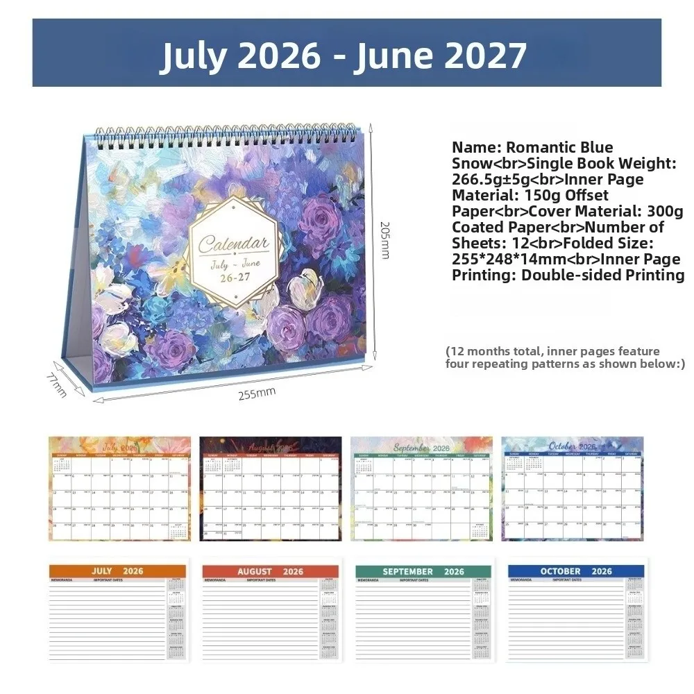 

Thick Paper Annual Calendar Portable Standing Daily Schedule Desktop Calendar Self Discipline Check July 2026-June 2027