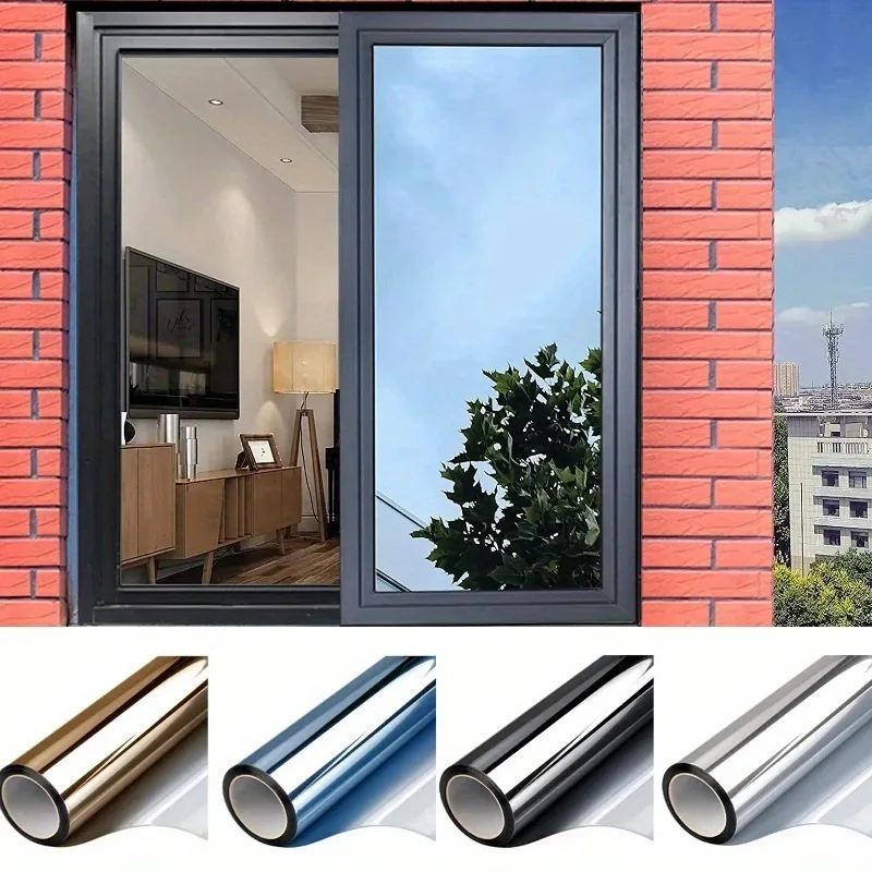 

"Energy-Saving" 1Pc Self-Adhesive Vinyl Window Film - Uv Protection, Heat Insulation, One-Way Mirror For Privacy & Decor