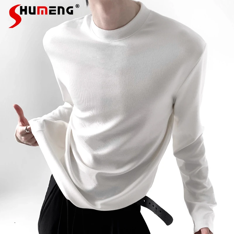 

Men's 2025 Autumn New Fashion Knitted Sweaters High-end Long Sleeve Round Neck Knitted Tops Men's Solid Color Pullover Knitwears