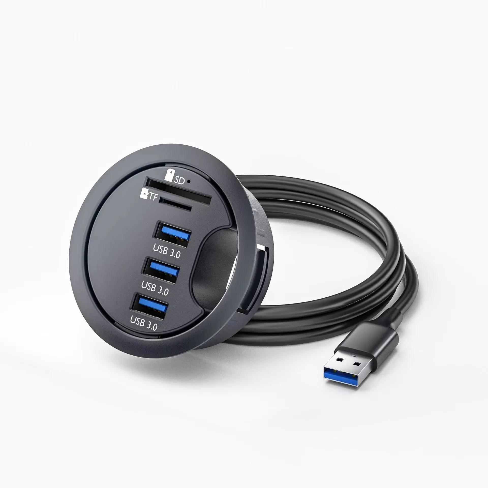 Desk Hole USB3.0 Docking Station Hub Docking Station Computer SD/TF Memory Card Reader Office Desktop Hub