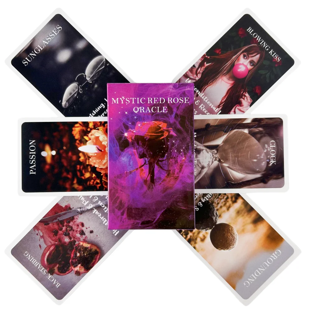 Mystic Red Rose Oracle Cards A 53 English Divination Tarot Edition Deck Borad Games