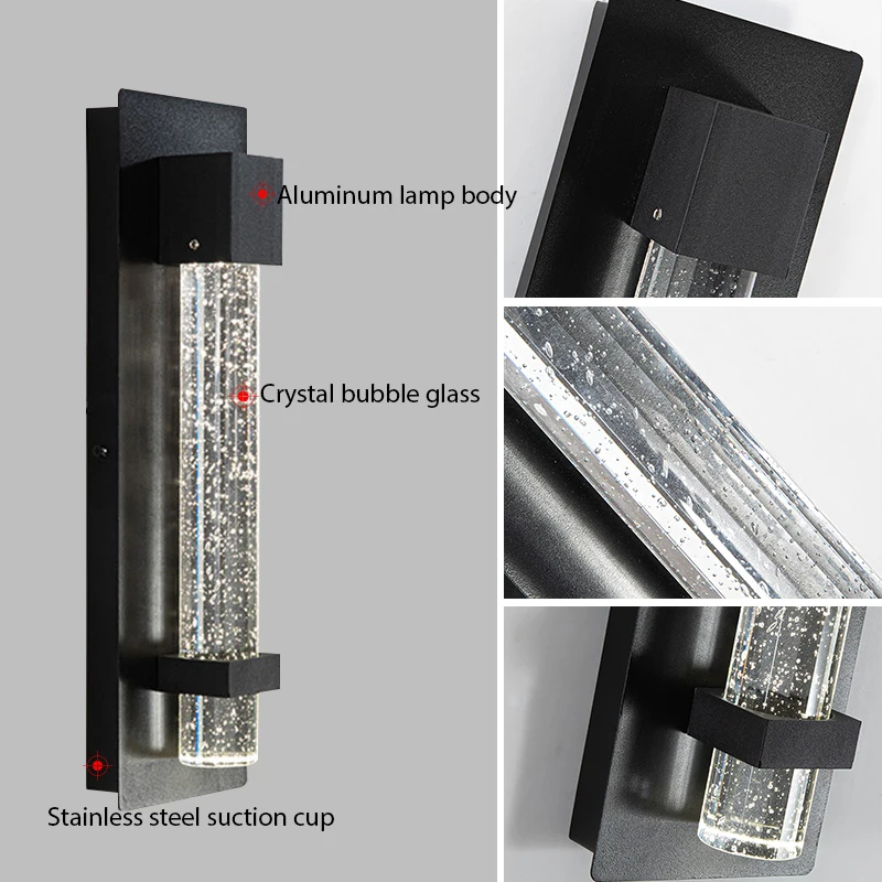 Imagem -06 - Integrado Outdoor Led Lâmpada de Parede Parede Exterior Fixtures Crystal Bubble Sconce Jardim Luz Varanda Entrada Ip65