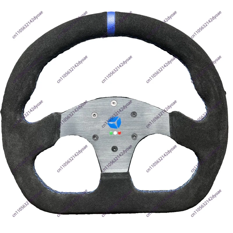 Car Modification 13inch Type D Steering Wheel Suede Steering Wheel Flat Game Steering Wheel Blue Ring