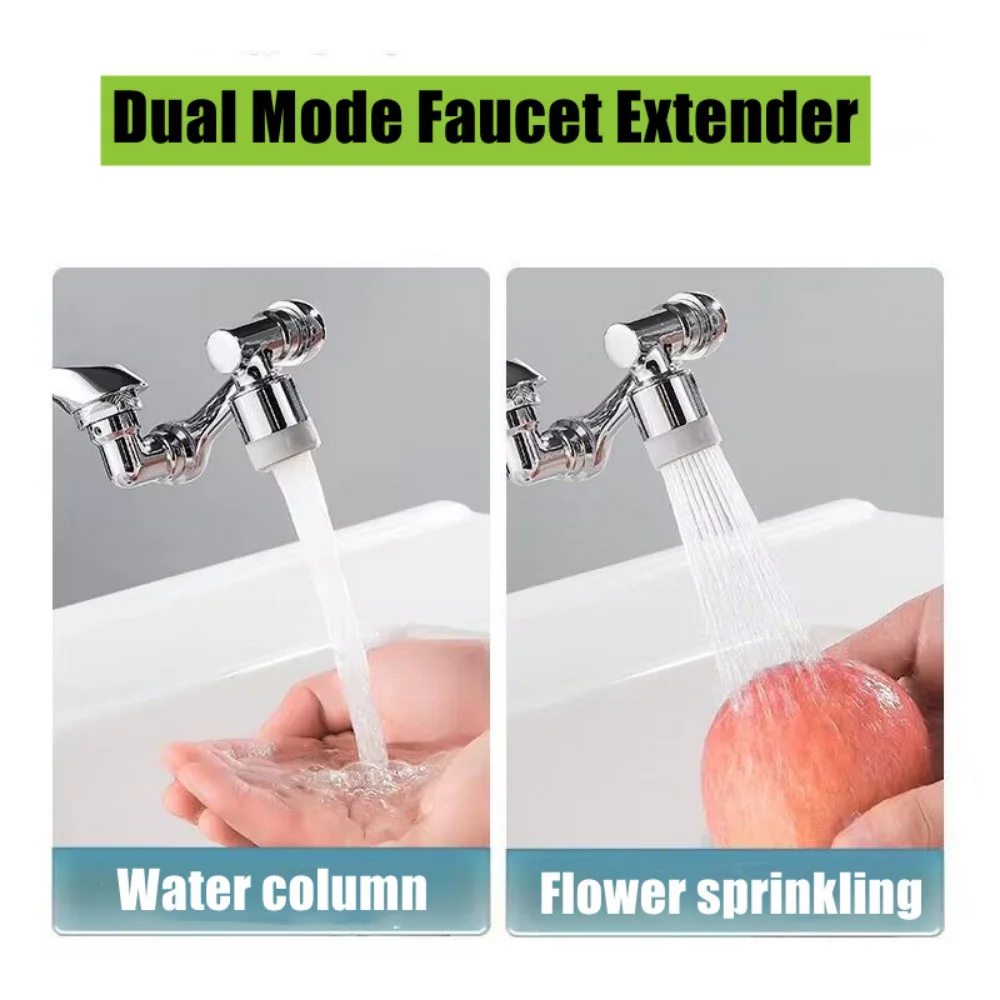 Metal Universal 1440 °Swivel Extension Faucet Aerator 2 Water Faucets Bubbler Nozzle for Kitchen Sink Tap Extender Sprayer Head