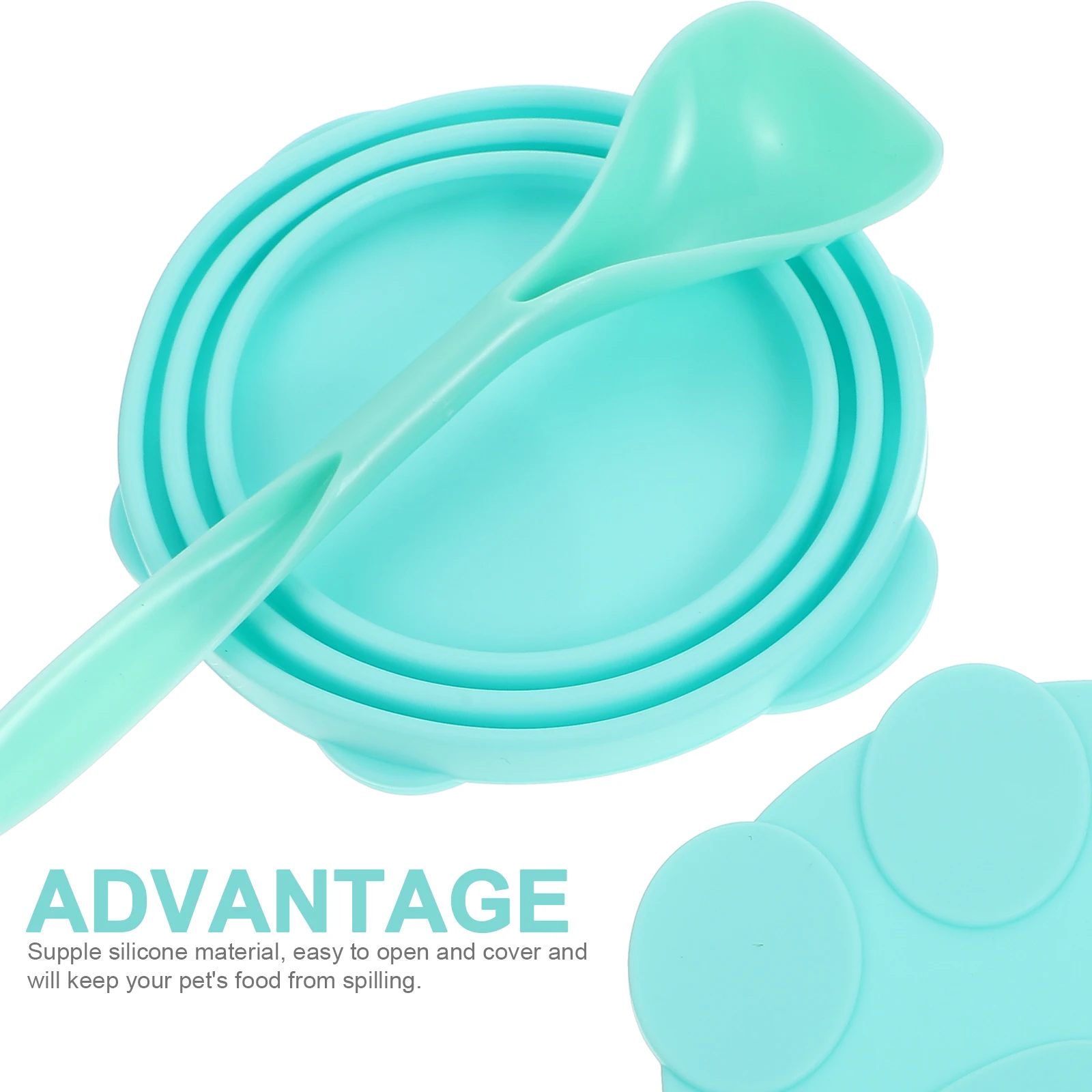 

Silicone Cover Wear-resistant Can Lids Food Toppers Covers for Dog Mixing Spoon