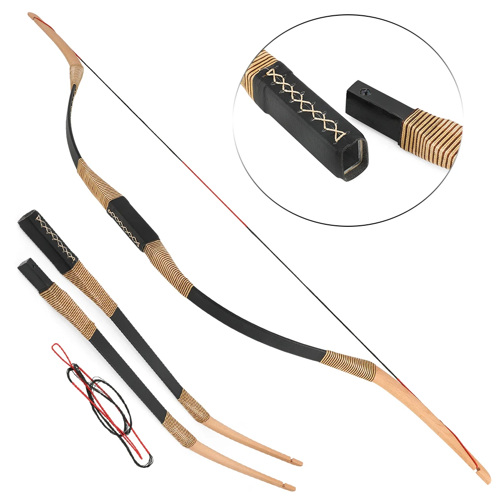 

20/25/30/35lbs Traditional Bow Split Bow Leather Grip Portable Easy Installed Left/Right Hand Shooting Hunting Archery Bow