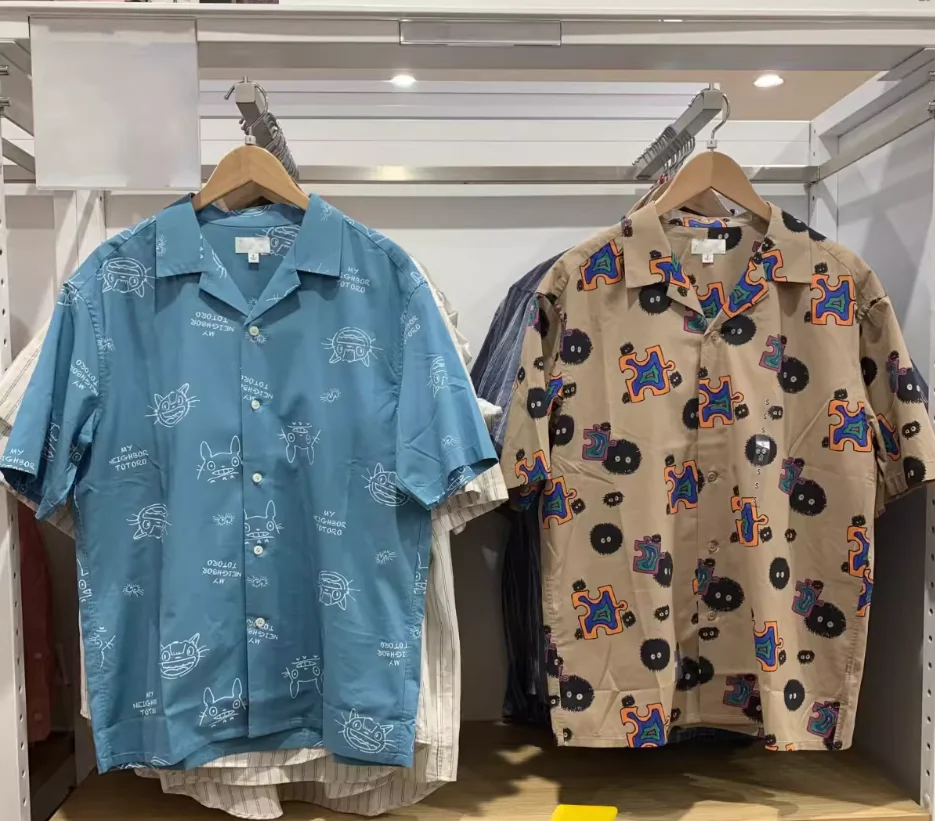 

Summer ex Ghibli Print ort Sve irt Loose Fit Polyester Fiber Couples Casual Breathable Non Sinkage Non Deformable