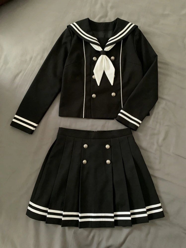 

Зимний японский комплект в стиле преппи: милый топ с воротником-стойкой и мини-юбка в складку для женщин, популярная корейская одежда в стиле Y2K