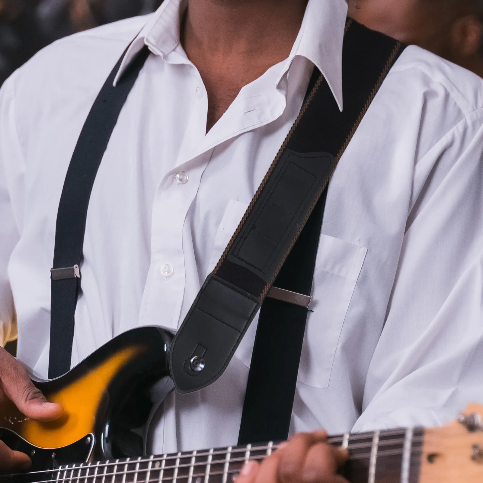 1Set Guitar Strap Set Retro Bohemian Style Easy Clean Sturdy Ends Compatible with Electric Acoustic Bass Classical