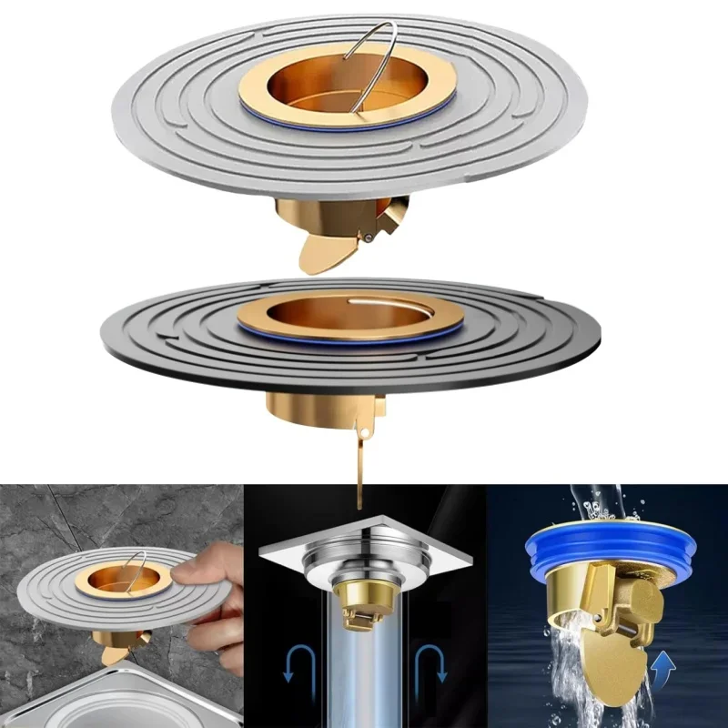 

5-10cm Caliber Brass Floor Drain Core Fast Drainage Odor Insect Proof Drain Sink Strainer Shower Backflow Preventer Filter Plug