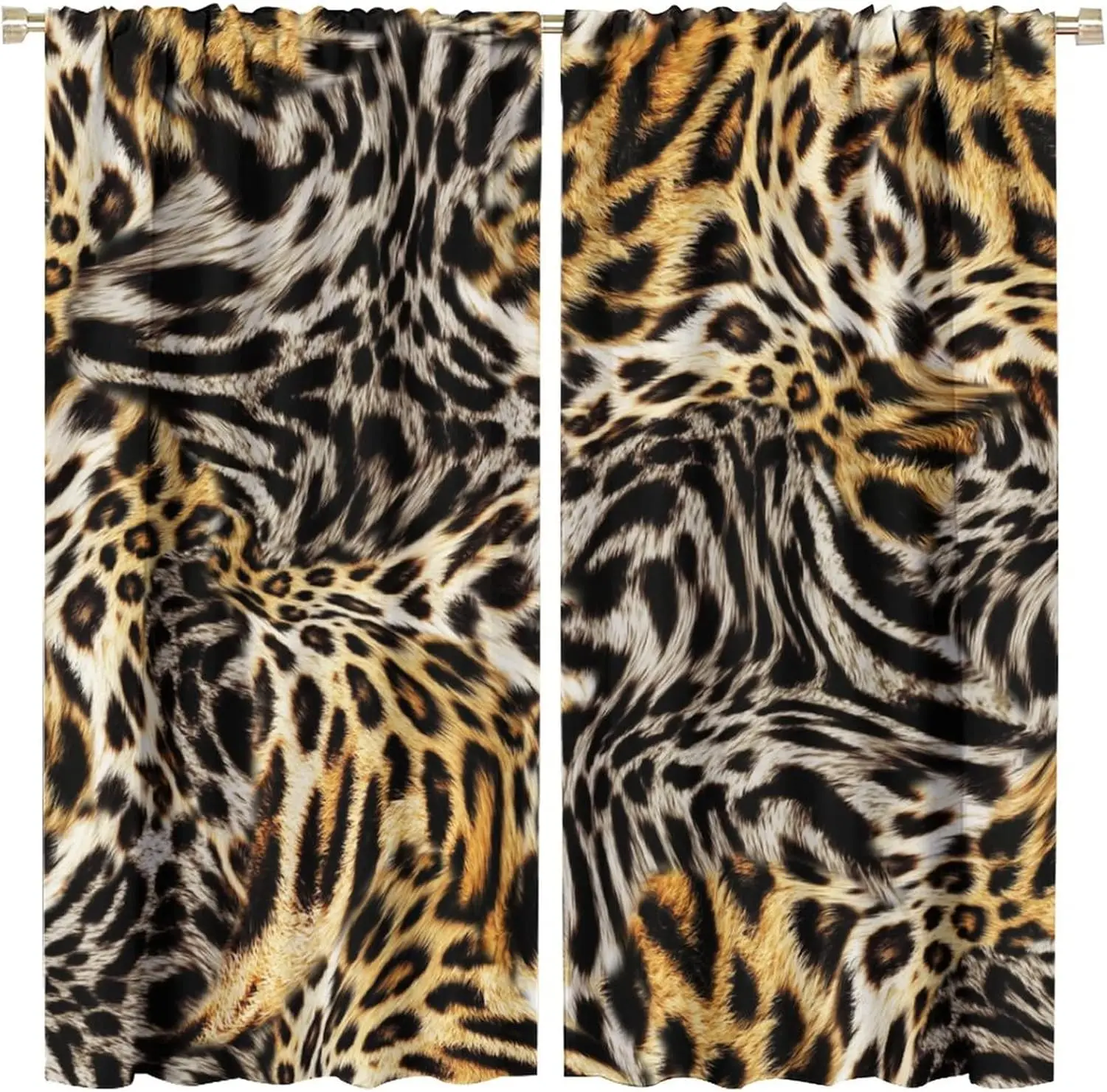 Leopard Print Curtains Abstract African Wild Animal Skin Texture Window Drapes for Living Room Bedroom Bathroom Home Decor