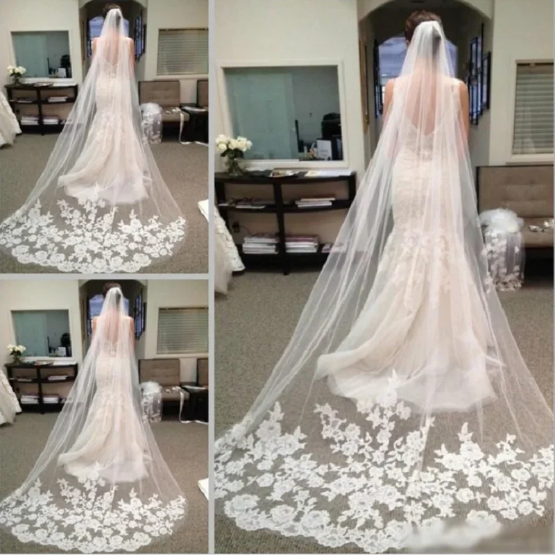 

Роскошная фата Mariage для свадьбы, фата 3 м, свадебные аксессуары Velos De Novia, Largos с расческой, кружевной кромкой, собор 2026