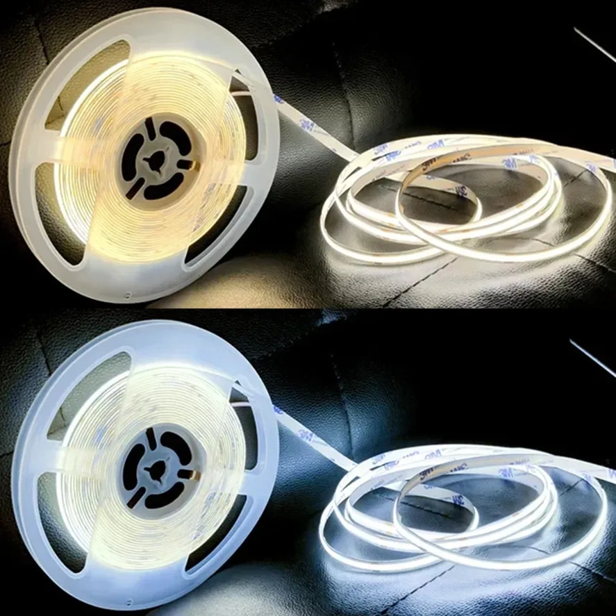 COB LED Strip DC 12V 24V 320Leds/M High Density RA90 White Pink Yellow Ice Blue Red Green Flexible Ribbon Rope LED Light